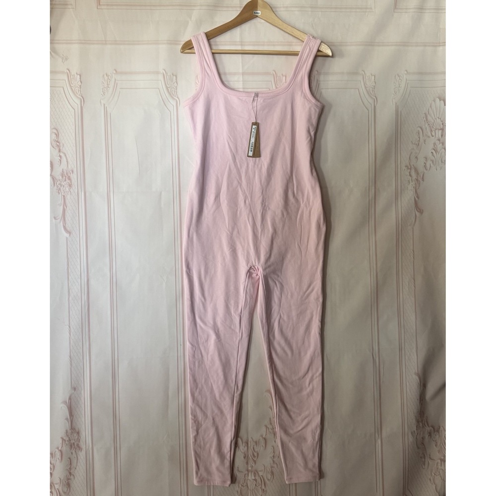 SKIMS Cotton Jersey Maternity Catsuit Cherry Blossom Pink Size L NWT $98
